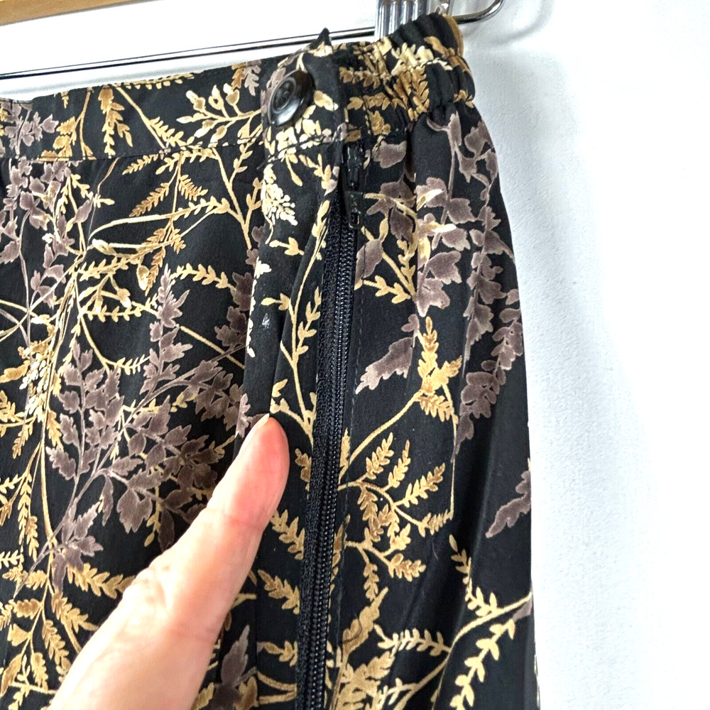 First Option Too Long Skirt Womens 1X Black Yellow All Over Print Elastic Waist - Picture 5 of 10